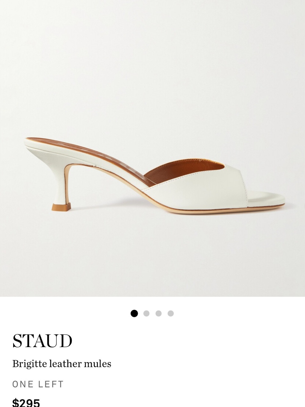 STAUD White Open-Toe Leather Mule Heels | size 8